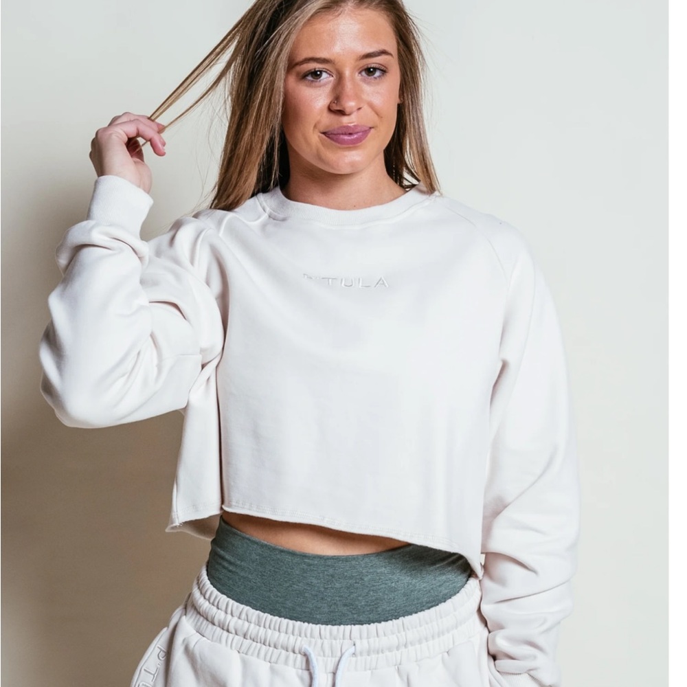 P’tula Cropped Crewneck - Ivory - Size XL - fits like a medium